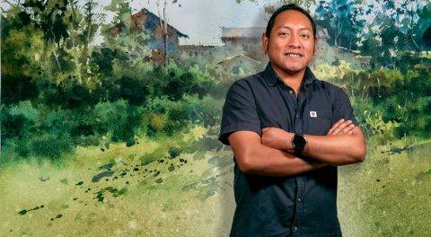 El uso de los verdes en paisajes en acuarela.